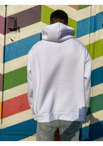 Oversize Kapüşonlu Kanguru Cepli 3 Iplik Şardonlu Sweatshirt