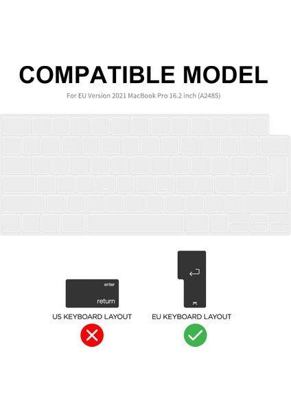 Ab Versiyonu 3'ü 1 Arada Kristal Dizüstü Bilgisayar Kapağı MacBook A2485 Için Set Açık Yeşil (Yurt Dışından)