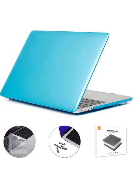 Ab Versiyonu 3'ü 1 Arada Kristal Dizüstü Bilgisayar Kapağı MacBook A2485 Için Set Açık Mavi (Yurt Dışından)