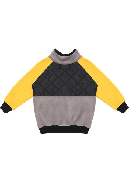 Dağcı Omuzdan Çıtçıtlı Kapitoneli Kız-Erkek Unisex Çocuk Polar Sweatshirt Gri, Sarı, Siyah 1-8 Yaş.