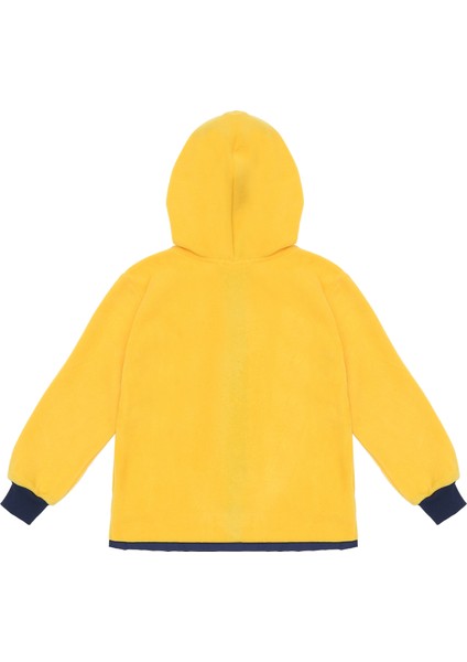 Şevkat Tam Boy Çıtçıtlı, Kapüşonlu, Cepli Kız- Erkek Çocuk Unisex Polar Sweatshirt. Sarı,lacivert 1-8 Yaş