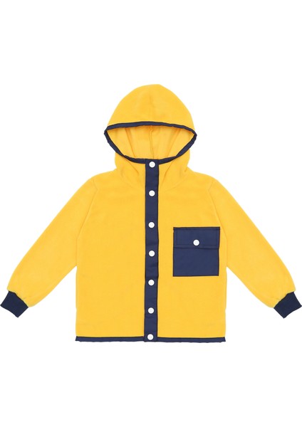 Şevkat Tam Boy Çıtçıtlı, Kapüşonlu, Cepli Kız- Erkek Çocuk Unisex Polar Sweatshirt. Sarı,lacivert 1-8 Yaş