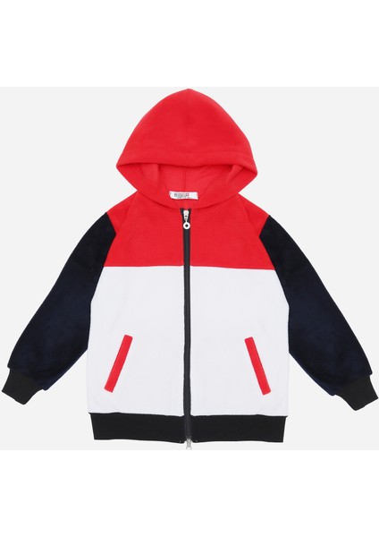 Best Tam Boy Fermuarlı, Kapüşonlu, Cepli Çocuk Polar Sweatshirt 1-8 Yaş Kırmızı, Lacivert, Beyaz fırsatları