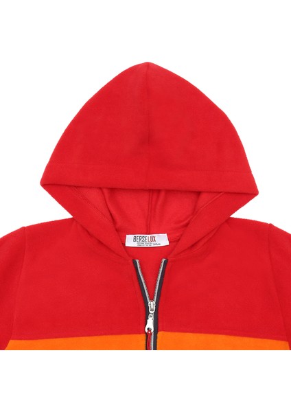 Turunç Tam Boy Fermuarlı,kapüşonlu,cepli Unisex Kız-Erkek Çocuk Polar Sweatshirt, Turuncu, Kırmızı, Lacivert 1-8 Yaş modelleri