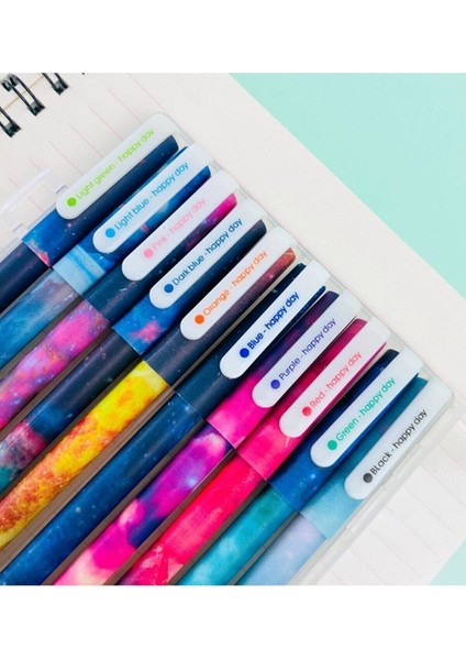 10 Lu Gökkuşağı Galaxy Renkli Jel Kalem Seti modelleri