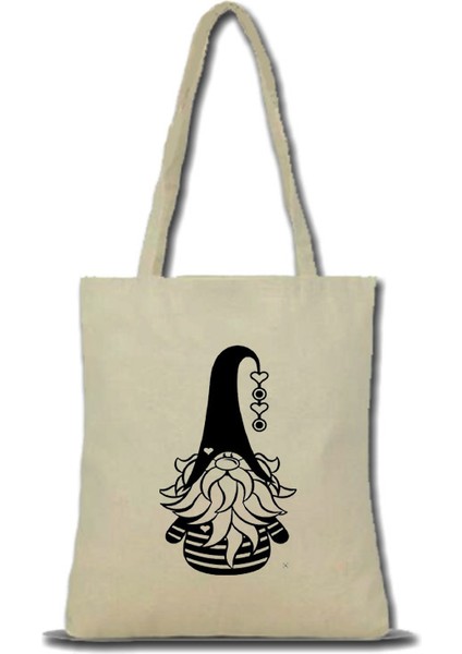 Yeniyıl Gnome Desenli Tote Bag