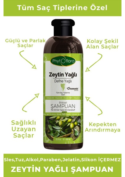 Tuzsuz Tüm Saç Tiplerine Özel Zeytinyağlı Bitkisel Şampuan 400 ml