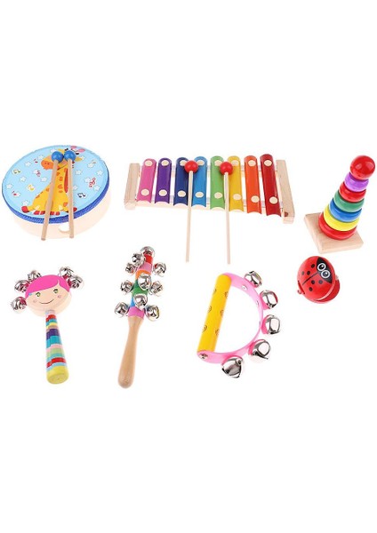 7 Adet Orff Set Ahşap Çocuk Oyuncak Perküsyon Enstrüman Hediye Öğretim Yardımları (Yurt Dışından)