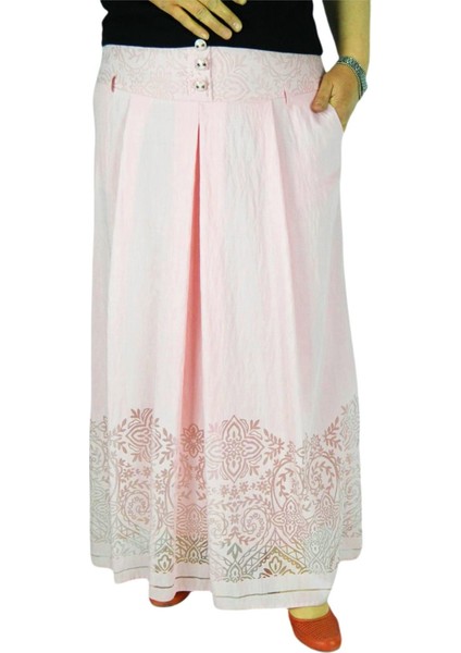 Kadın Pembe Piliseli Uzun Etek MNLS86997