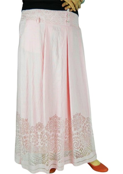 Kadın Pembe Piliseli Uzun Etek MNLS86997