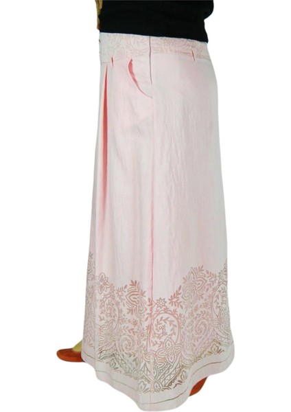 Kadın Pembe Piliseli Uzun Etek MNLS86997
