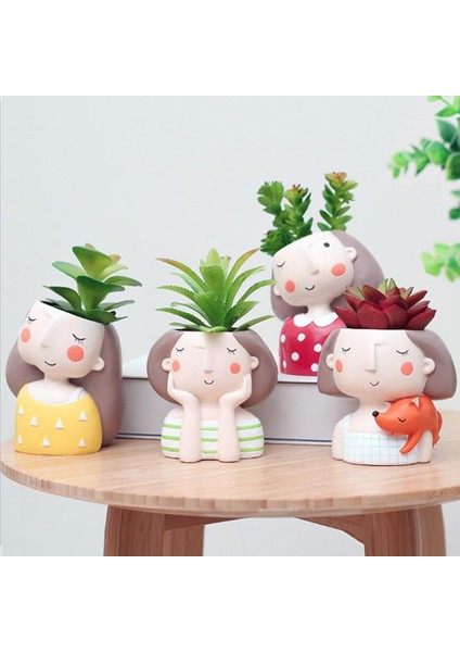 Güzel Kız Karikatür Reçine Saksı Masaüstü Mini Kaktüs Bonsai Craft Vazo B (Yurt Dışından) fiyatları