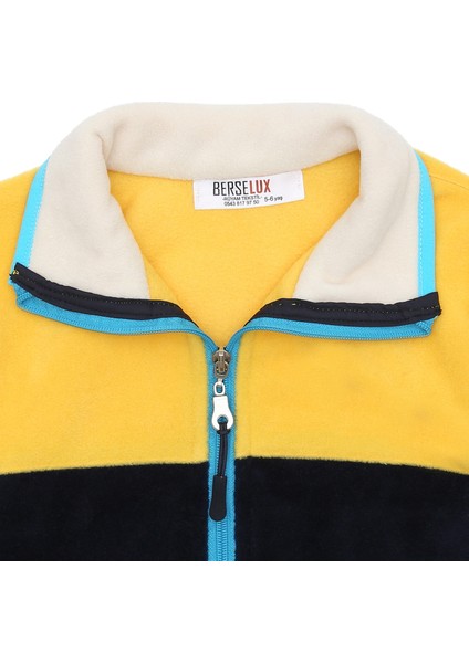 Kanarya Tam Boy Fermuarlı Yarım Balıkçı Yaka, Cepli Unisex Kız-Erkek Çocuk Polar Sweatshirt, Sarı, Lacivert, Beyaz 1-8 Yaş modelleri
