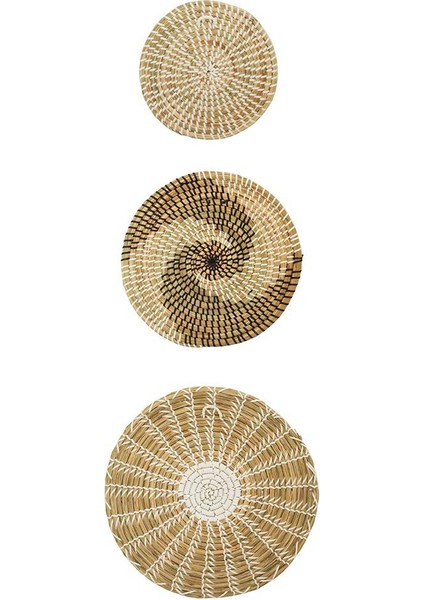 3x Doğal Duvar Sepeti Dekor Yatak Odası Rustik Duvar Asılı Sanat Siyah Sarı (Yurt Dışından) fiyatları