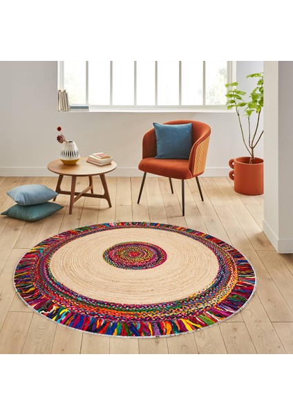 Dijital Baskı Yıkanabilir Kaymaz Taban Yuvarlak Halı Rvg7009160