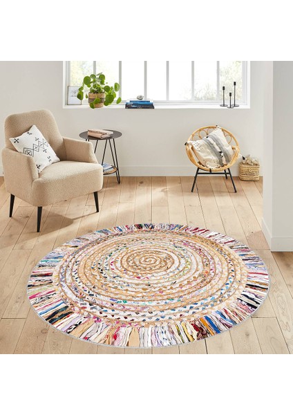 Dijital Baskı Yıkanabilir Kaymaz Taban Yuvarlak Halı Rvg7010160