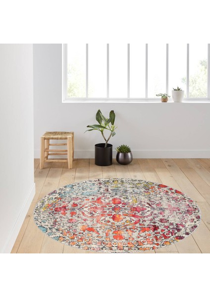 Dijital Baskı Yıkanabilir Kaymaz Taban Yuvarlak Halı Rvg7018100