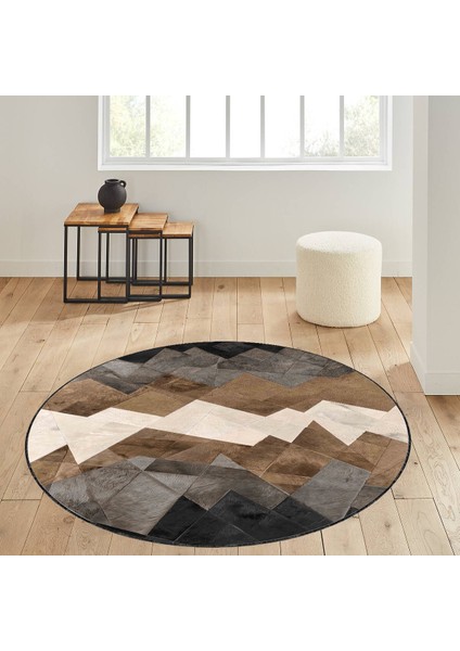 Dijital Baskı Yıkanabilir Kaymaz Taban Yuvarlak Halı Rvg7029100