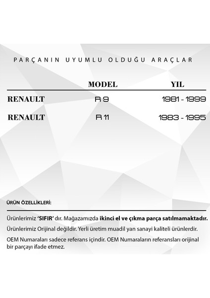 Alpha Auto Part Renault R9, R11 Için Koltuk Ayar Kolu - Oem: 7700708196