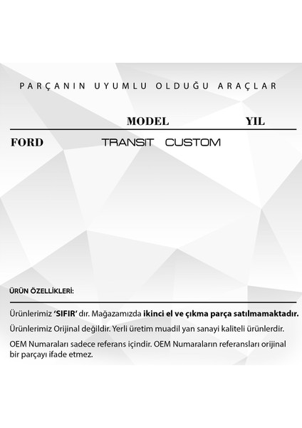 Ford Transit Custom Için Sürgülü Kapı Kilit Karşılığı - Sağ -