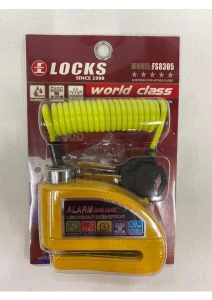 World Class Locks 110 Db Sarı Alarmlı Disk Kilidi