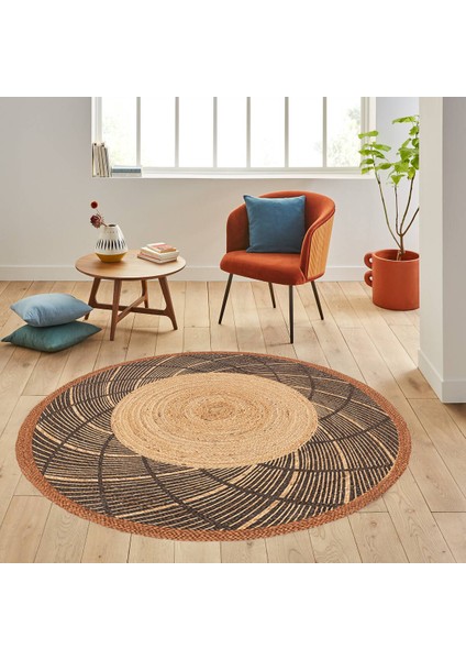 Dijital Baskı Yıkanabilir Kaymaz Taban Yuvarlak Halı Rvg7008100