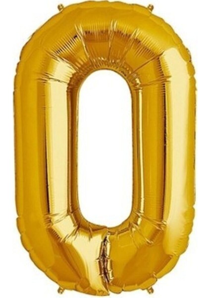 Gold Renk 0 Rakam Folyo Balon 34 Inç 76 cm 1 Adet