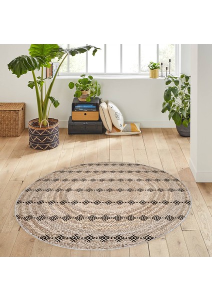 Dijital Baskı Yıkanabilir Kaymaz Taban Yuvarlak Halı Rvg7069-Sd354-160