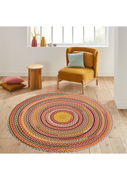 Dijital Baskı Yıkanabilir Kaymaz Taban Yuvarlak Halı Rvg7071-Sd374-160