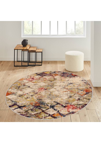 Dijital Baskı Yıkanabilir Kaymaz Taban Yuvarlak Halı Rvg7106160