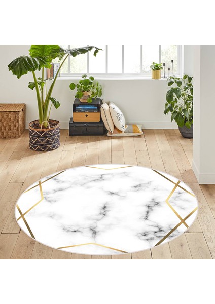 Dijital Baskı Yıkanabilir Kaymaz Taban Yuvarlak Halı Rvg7115160
