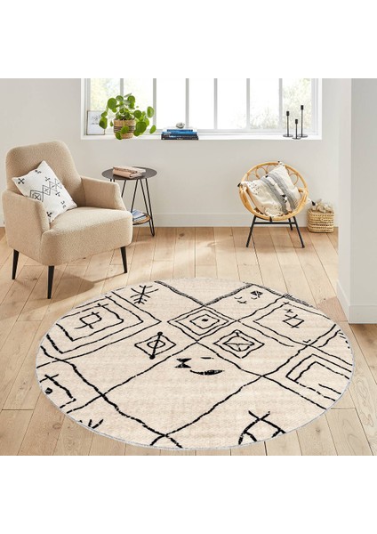 Dijital Baskı Yıkanabilir Kaymaz Taban Yuvarlak Halı Rvg7117160