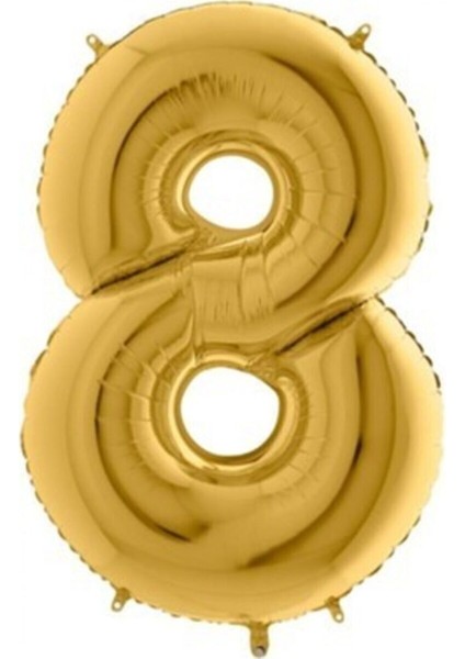 Gold Renk 8 Rakam Folyo Balon 40 Inç 100 cm 1 Adet