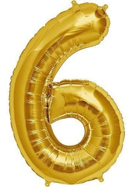 Gold Renk 6 Rakam Folyo Balon 34 Inç 76 cm 1 Adet