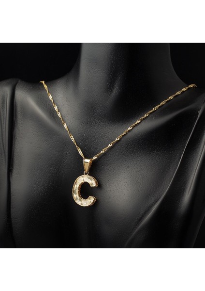 C Harfi 3 Boyutlu Altın Kolye fiyatları
