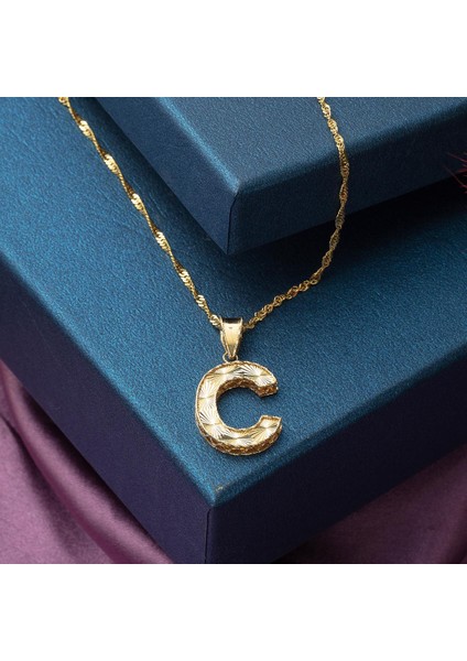 C Harfi 3 Boyutlu Altın Kolye fırsatları