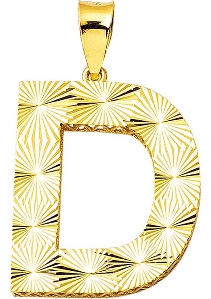 D Harfi 3 Boyutlu Altın Kolye Ucu