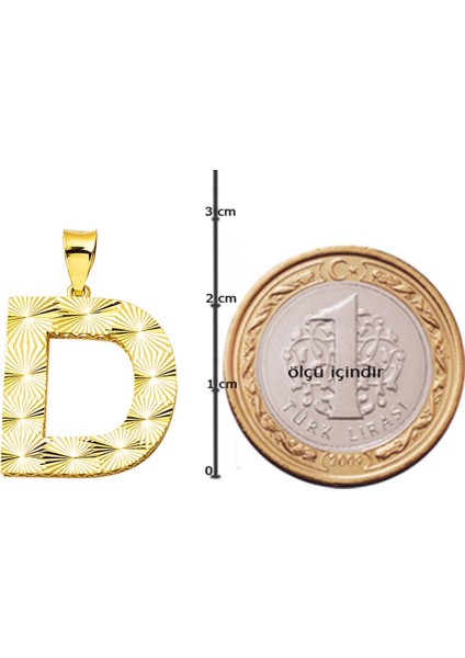 D Harfi 3 Boyutlu Altın Kolye Ucu modelleri