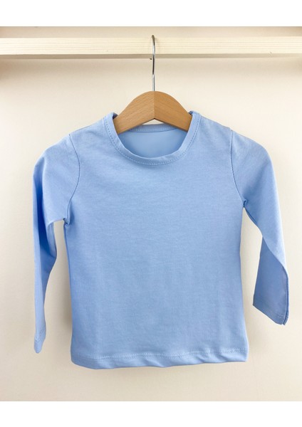 Mavi Uzun Kollu Pamuklu Bebek Tişört