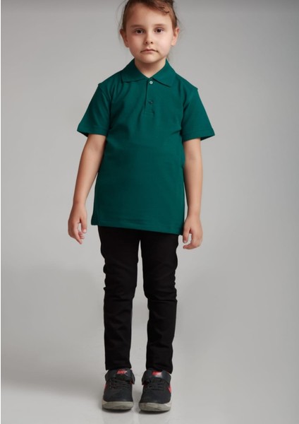 Unisex Yeşil Polo Yaka Kısa Kol Lakost T-Shirt