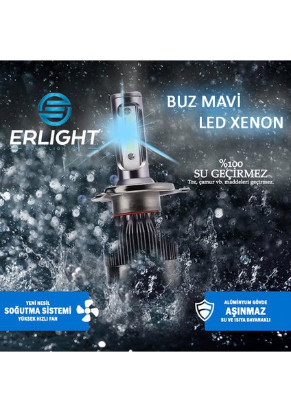Erlıght H11 Ice Blue LED Xenon Far Güçlü Şimşek Etkili General Serisi