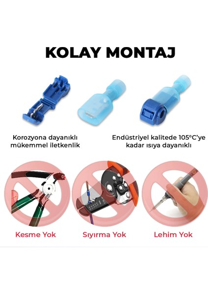 T Hızlı Kolay Kablo Ekleme Aparatı Konnektör Klips Klemens Mavi 10'lu