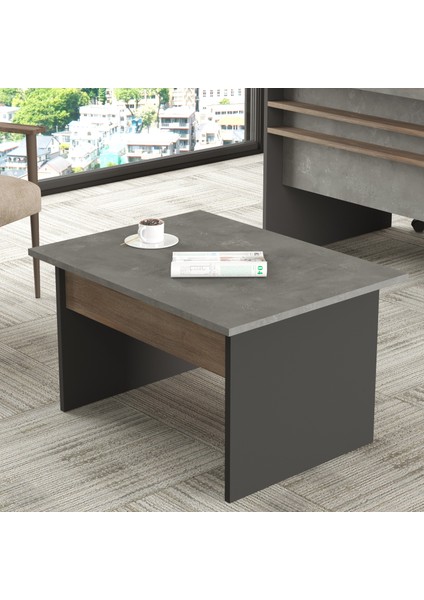 Robin Home Berlin B Ofis Sehpası 80CM*60CM Kahve-Beton-Antrasit Vs2-Cga