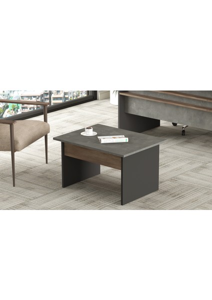 Robin Home Berlin B Ofis Sehpası 80CM*60CM Kahve-Beton-Antrasit Vs2-Cga