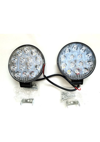 LED Projektör Off Road Çalışma Sis Lambası 14 LED Yuvarlak Power LED 2 Adet