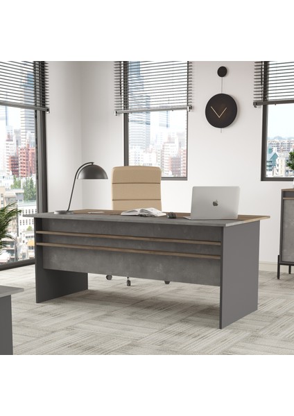 Berlin A Ofis Çalışma Masası 180CM*90CM Kahve-Beton-Antrasit Vs1-Cga