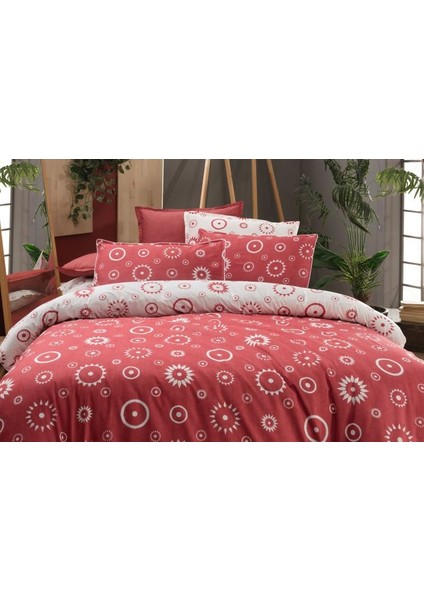 Merlot Fancy Poplin Nevresim Takımı Çift Kişilik Kırmızı