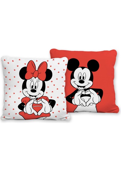 Disney Minnie&mickey Lover Kırlent 40 x 40 cm. Desenli Kırlent