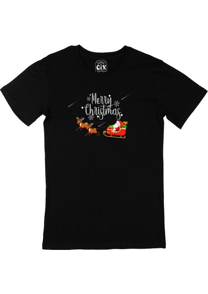 Merry Christmas Santa Siyah T-Shirt