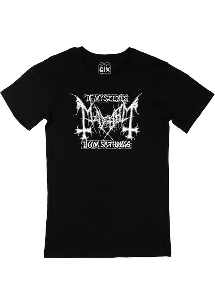 Mayhem Tasarımlı Siyah T-Shirt